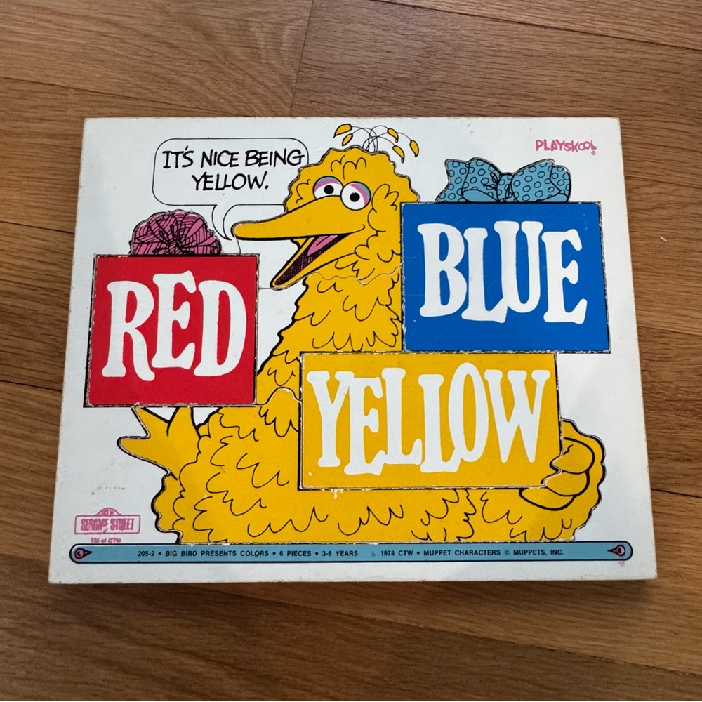 Vintage 1974 Playskool Sesame Street Big Bird Presents Colors Puzzle Complete